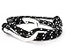 VIRGINSTONE Silver Fish Hook Bracelets on Colorful Nylon Ropes (Black & Gray)
