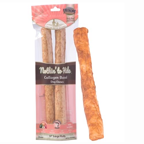 Fieldcrest Farms Nothin’ to Hide Large Roll Dog Chews, 10” Salmon Flavor, 2 Pac…