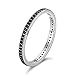 WOSTU 2MM Thin Band Eternity Rings 925 Sterling Silver Black Cubic Zirconia Egagement Rings Stackable