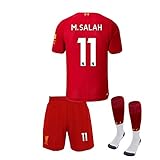 Zeoygmeha M.Salah #11 Liverpool Home Soccer Short Sleeves 2019-2020 Boys Soccer Shorts & Socks Red