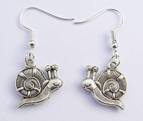 Silver Colour Snail Earrings, Silver Hooks, 1.3 cm Drop Hand Made