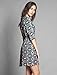 Allegra K Women's Floral Prints 3/4 Sleeves Round Neck A Line Dress L Navy Blue