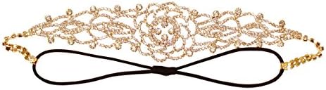 Think Pink Bows Delicate Kiss: Bridal &amp; Flower Girl Wedding Bling Rhinestone Headband - Gold