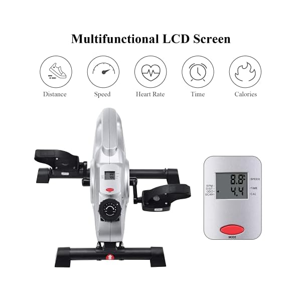 MaxKare-Magnetic-Mini-Exercise-Bike-Under-Desk-Elliptical-Stationary-Cycle-Pedal-Exerciser-with-LCD-Monitor-for-Leg-and-Arm-Recovery-for-Men-and-Women-at-Home-and-Office-Resistance-Bands-Included MaxKare Magnetic Mini Exercise Bike Under Desk Elliptical Stationary Cycle Pedal Exerciser with LCD Monitor for Leg and Arm Recovery for Men and Women at Home and Office (Resistance Bands Included)