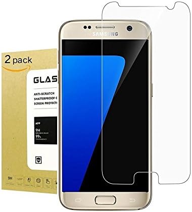 Linboll Samsung Galaxy S7 Tempered Glass Screen Protector with HD Ultra Clear 9H Hardness for Galaxy S7 - Black, Pack of 2