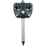 NETCAT Ultrasonic Animal Repellent, Solar Powered Waterproof Cat Repellent, Motion Activated with Flash LED Light, Animal Control for Birds, Raccoons, Rats, Cats and Dogs, 1 PACK, Green