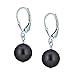 Swarovski Elements® 10mm Pearl With 925 Sterling Silver Lever-back Dangle Earrings (Black)