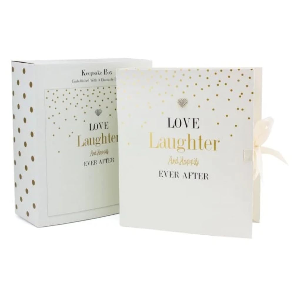 Leonardo Collection Cream 25x28x10 Wedding Keepsake Gift Box Love Laughter and Happy ever after