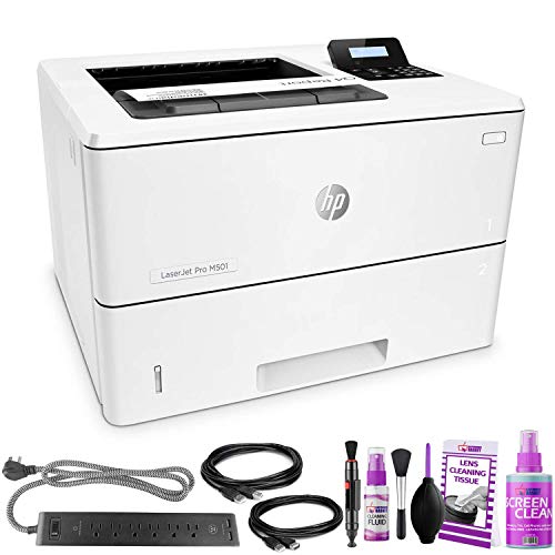 HP Laserjet Pro M501dn Monochrome Laser Printer – with Extra Extension Cables – Surge Protector – Productivity Bundle