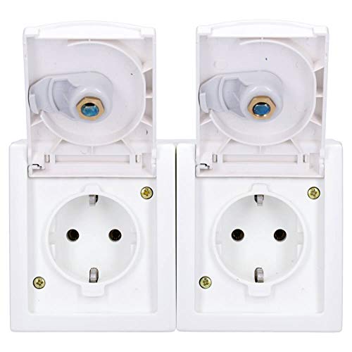 Aufputz Feuchtraum 2-fach Steckdose waagrecht abschließbar Schließung Nr. 1 IP54 Modell Pacific weiß – Bild 6