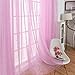 WUBODTI Pink Star Sheer Curtains for Girls Nursery Room Decor 39 x 79 inch 2 Panel, Cute Light Filtering Tulle Window Treatments Rod Pocket Privacy Tulle Drapes for Living Room Kids Bedroom