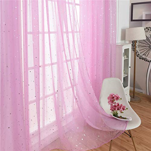 Wubodti Pink Sheer Curtains For Girls Bedroom Beautiful Star