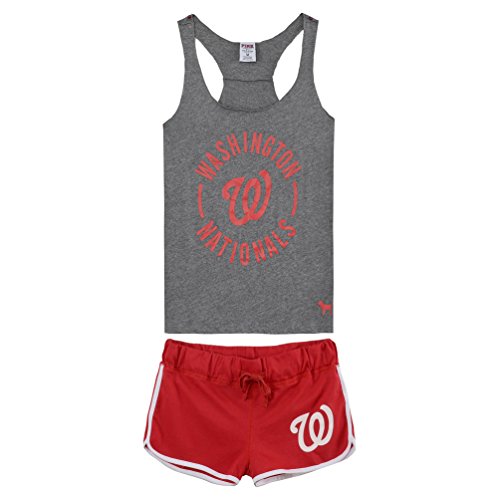 Women's Washington Nationals Pink Victoria's Secret High Low Tank Top and Boxer Shorts Set Large