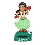 Amosfun Dashboard Hula Girl Bobble Head Solar Powered Hawaiian Hula Shaking Head Dancing Toy Figure Doll for car Interior Decorations Ornament (Green)