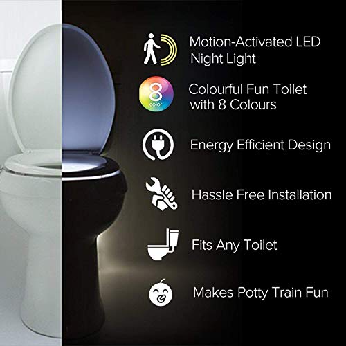 SleepinGO Multi-Color Motion Sensor LED Toilet Night Light - Light Detection Sensor- Cool New Fun Gadget for Him, Her, Men, Women, Birthday Kid - Funny Unique Gift Idea - Best Gag Christmas Present