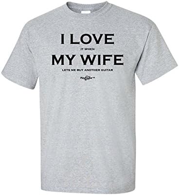 I Love It When My Wife Lets Me Buy Another Guitar T-Shirt (Large, Grey)