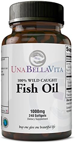 UnaBellaVita | Fish Oil, 100% Wild Caught | 1000 mg, 240 Softgels, One a Day | Made in the USA | Brain, Heart &amp; Joint Support, Fat Loss &amp; Weight Control, Immunity Booster, Inflammation Reducer