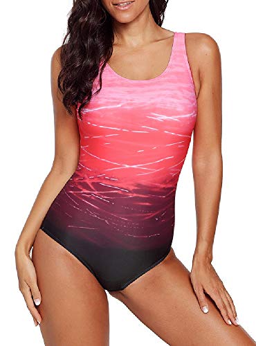 Achruor-Badeanzug-Damen-Bauchweg-Sport-Bademode-Rckenfrei-mit-Grtel-Strandanzug-Push-up-Schlankheits-Schwimmanzug