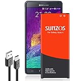 Galaxy Note 4 Battery, SUNZOS 3220mAh Li-ion Replacement Battery for Samsung Galaxy Note 4 N910, N910U LTE, N910V (Verizon), N910T (T-Mobile), N910A (at&T), N910P (Sprint) [3 Years Warranty]