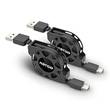 Retractable USB C Cable, Type C to USB Male A Extension Charging&Data Sync Cable with Cord Winder Mesh Organizer for Macbook Pro 2016,Google Pixel and Other USB C Supported Devices (2 pack, 3.3ft/1m)