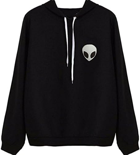 ClothingTalks Long Sleeve Hoodie Sweatshirt Alien Print Hooded Coat
