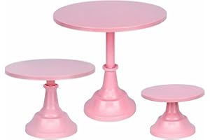 CBBZJY 3 Pcs Metal Cake Stand Set 8/10/12 inch Dessert Table Display Perfect for Baby Shower Wedding Birthday(Pink)