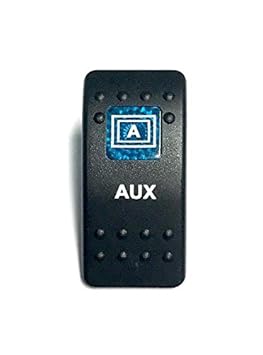 Euro Rocker Switch Cover with Text, Black with Blue Lens. Contura II, Fits Carling, Cole Hersee, Blue seas