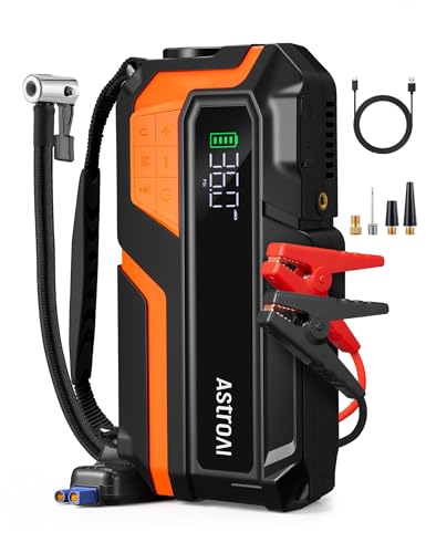 AstroAI M12 4000A Jump Starter with Air Compressor, Portable Battery Booster(All Gas &10L Diesel) with 150PSI Tire Inflator, LED Display, Fast Charging, Emergency Light, 10 Protections, for 12V Car