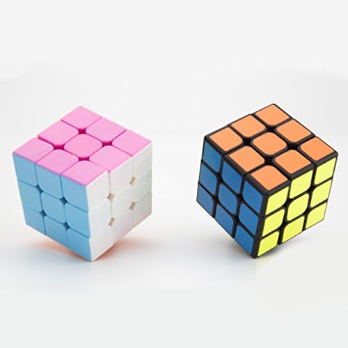 Speed Cube Pack of 2 Rubic Cube 3x3x3 Magic Cube Portable Toys and Gift for Kids or Adults , Birthdays, Valentine's day, Easter, Christmas.DIY Present Packing (3x3 cube, 5.6cm5.6cm5.6cm)