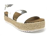 SODA Women's Open Toe Ankle Strap Espadrille Sandal (5.5, Kazoo White)