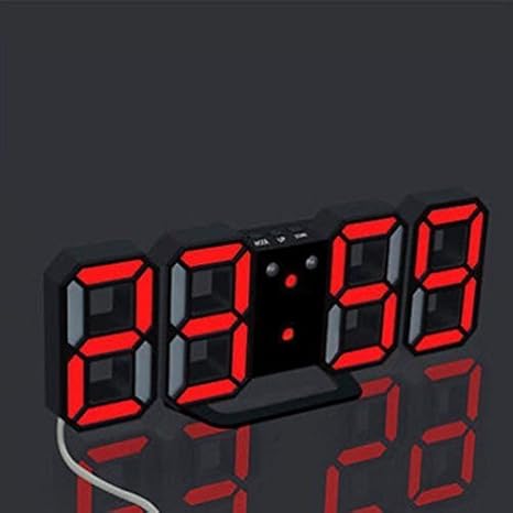 yeefant reloj de pared digital led de 3 colores con funcion de repeticion nocturna reloj despertador de 24 o 12 horas para sala de estar dormitorio