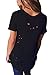 Womens Cross Front Short Sleeve Ripped T Shirt Summer Casual Tops S Black