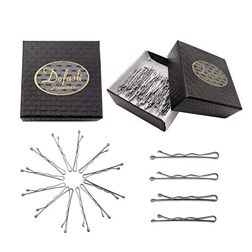 Dofash 100Pcs Bobby Pins Hair Pins Steel Hair Clips 3.5Cm/1.39" Hair Accessories With Gift Box For Girls (Silver)