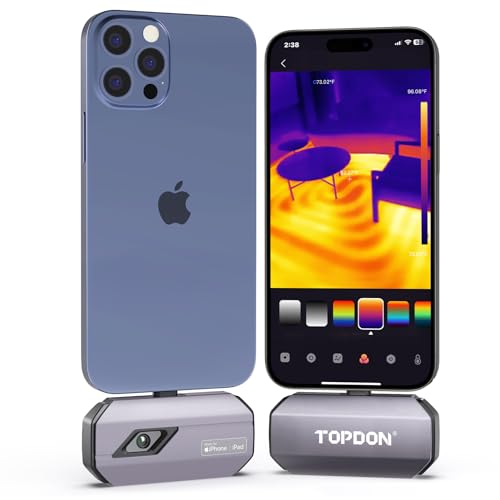 TOPDON TC002C-A Wärmebildkamera für iPhone 15/16 Serie und iPads, 512 x 384 TISR IR-Auflösung, –20 °C bis +550 °C Temperaturbereich, 25Hz, Infrarot ka