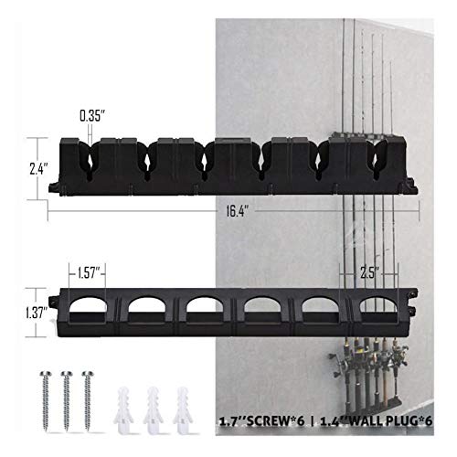 Zhanwang17 Fixing Holder - 6 Rod Rack Fishing Pole Holder Wall Mounted Fishing Rod Modular Holder for Garage
