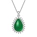 Silver Necklace Green Teardrop Pendant with Box Chain Christmas Gift (Teardrop ,18inch)