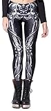 QZUnique Women's Black Skull Printed Footless Elastic Sexy Tights Leggings,Black Skull,One Size