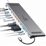USB-C Hub 12-in-1 with 100W PD, 4K HDMI and MiniDP, VGA, Up to 512GB SD/TF Card Reader, RJ45 Ethernet, 4X High-Speed 3.0 USB Ports, 3.5mm Audio for MacBook Pro, iPad, Samsung, Laptop Docking
