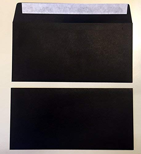 100 Envelopes, Black, 220 mm x 110 mm, Adhesive Strips