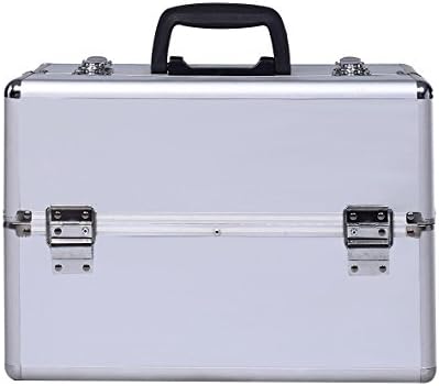 Makeup Train Case Jewelry Box Cosmetic Organizer Aluminum Silver