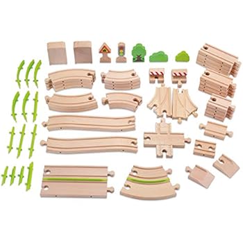 Amazon Com Wooka Wooden Train Track 60 Piece Pack 30