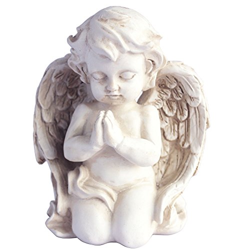 Kneeling Praying Cherub Statue Angel Statue Figurine Indoor Outdoor Home Garden Decoration Wings Angel Statue Sculpture Memorial Statue (Kneeling Praying Cherub)