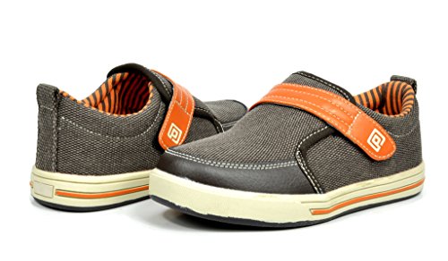 Dream Pairs GLY207 Boy's Athletic Velcro Strap Light Weight Memory Foam Running Sneakers Shoes Brown-Orange Size 4