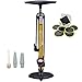 Lumintrail 160 PSI High Pressure Dual Valve Bike Floor Pump with Gauge Presta Schrader Dunlop Plus Bonus Glueless Puncture Patch Kit (Gold)