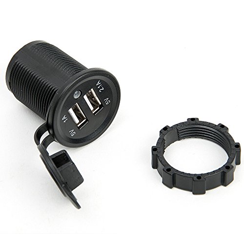 BreaDeep Dual USB Car Charger Socket Waterproof 12V/3.1A Power Outlet Replacement for Car, Motorcycle, Marine, Boat, RV, ATV