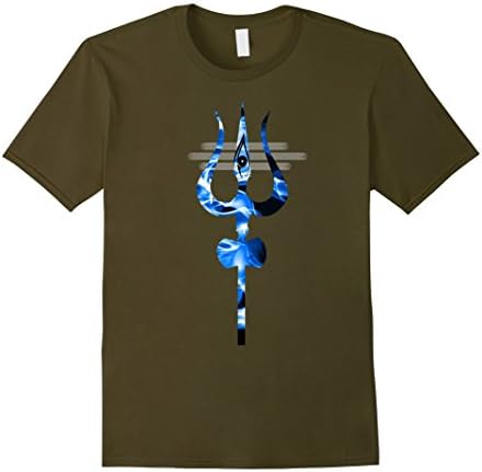 Mens Lord Shiva Divine Trishul TShirt XL Olive