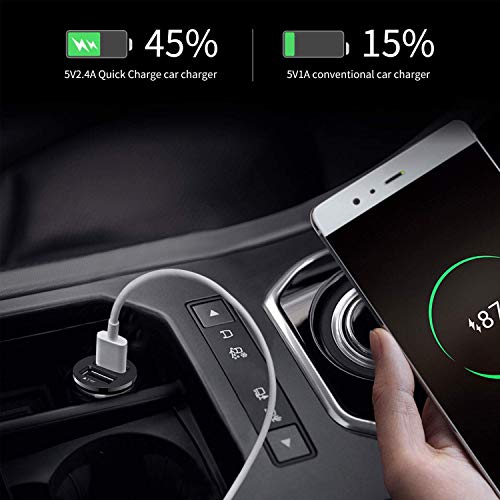 USB Car Charger Adapter Dual Port 24W Flush Fit Car Adaptor with Multi Protection Safety System for iPhone X / 8/8 Plus / 7, iPad Air/Pro/Mini, Samsung & More Anoopsyche
