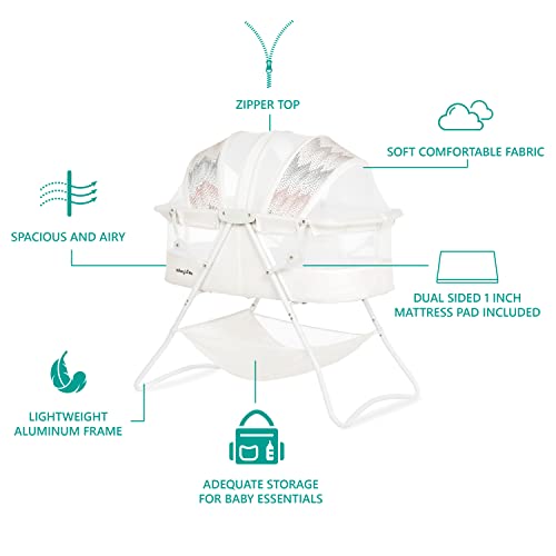 Dream On Me Karley in Dove White, Lightweight Portable Baby