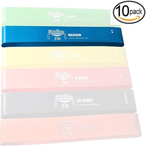 NeeBooFit Resistance Loop Band Set - Best Fitness Exercise Bands for Working Out or Physical Therapy - 12x2 Inches