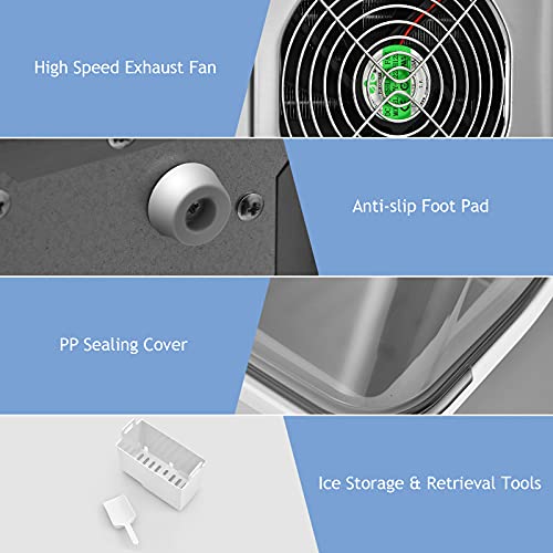 ARLIME Portable Countertop Ice Maker Machine, 40 Lbs/24H, 24 Pcs/13 Mins, 2 Ways to Add Water, Compact Self-Cleaning Ice Machine with Scoop & Basket for Home Office Bar Party